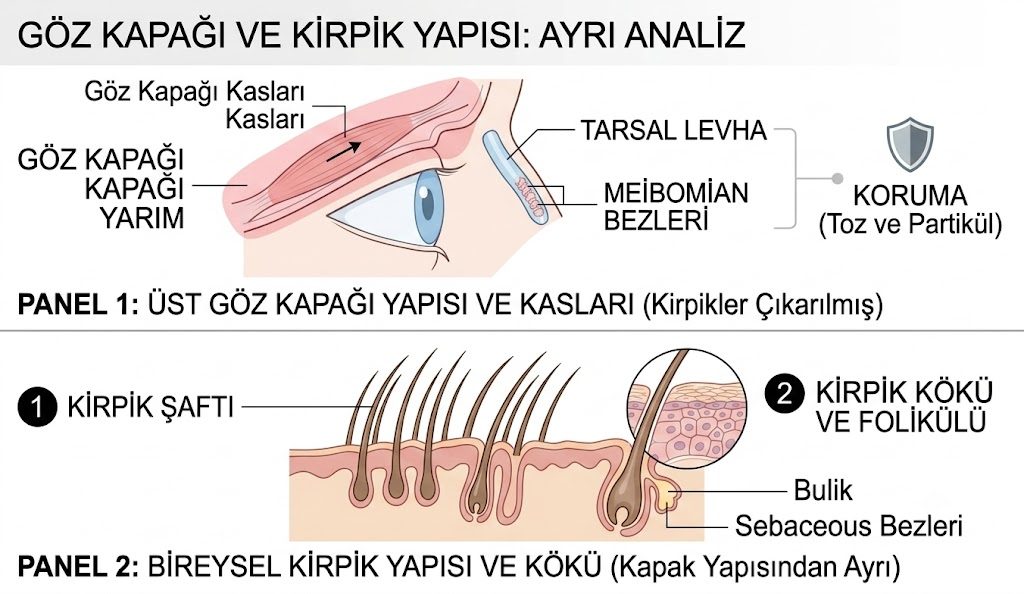 Göz kapağı ve kirpik yapısı